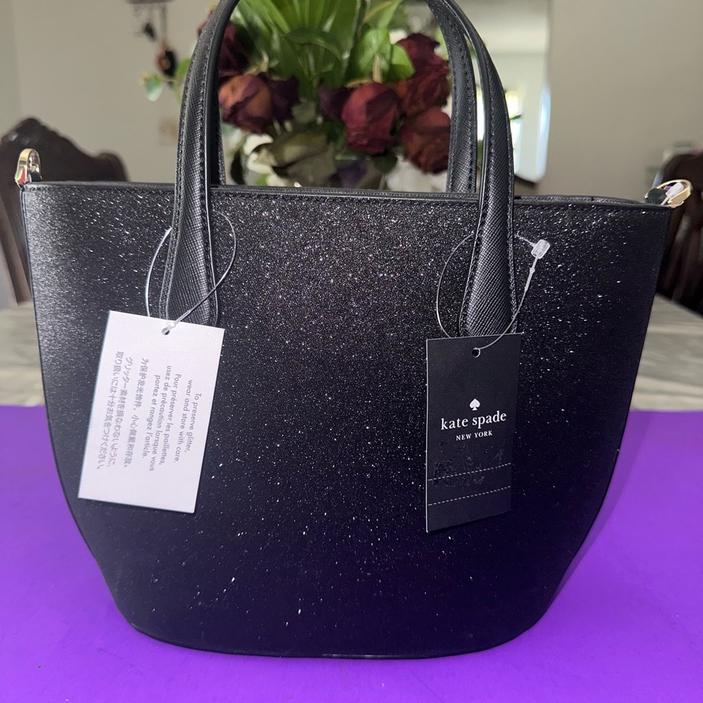 Kate Spade Black Satchel with Glitter Finish - Picture 2 of 4